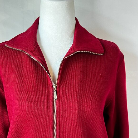 ❤️ Talbots Red Full-Zip Sweater - Size Small 100% cotton  elegant + high-quality - Picture 2 of 10
